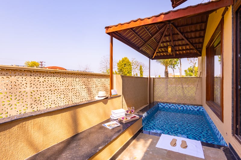 Tiger Cave Suite | 1-Room with Private Pool, Sit-out area, Shared Pool & Garden on Main Ranthambore Road | Pet-Friendly – photo 13