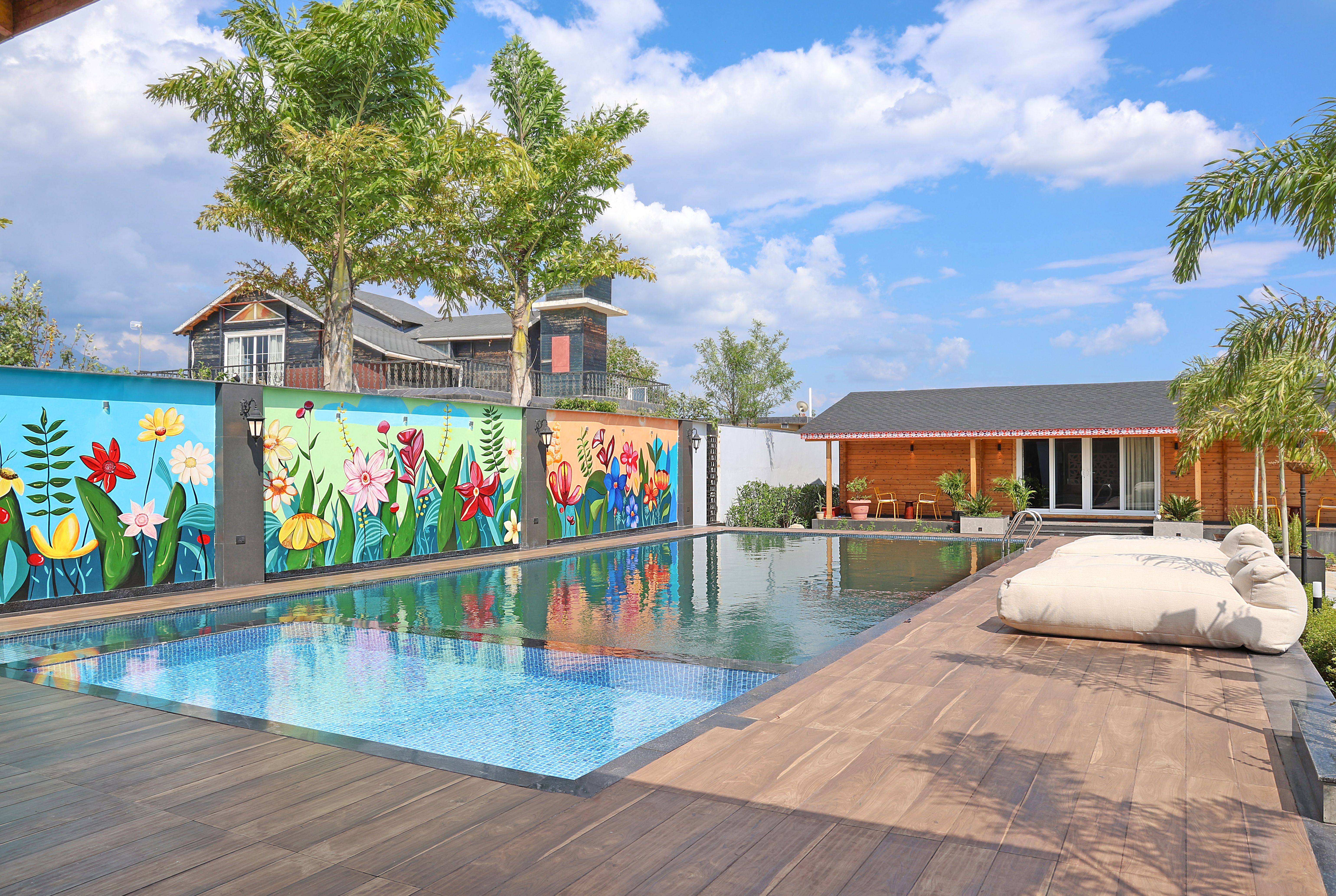 Esh Cottages Moss | Hilltop 2-BHK Retreat with Open-air Jacuzzi, Shared Garden, Pool & Cosy Lounge