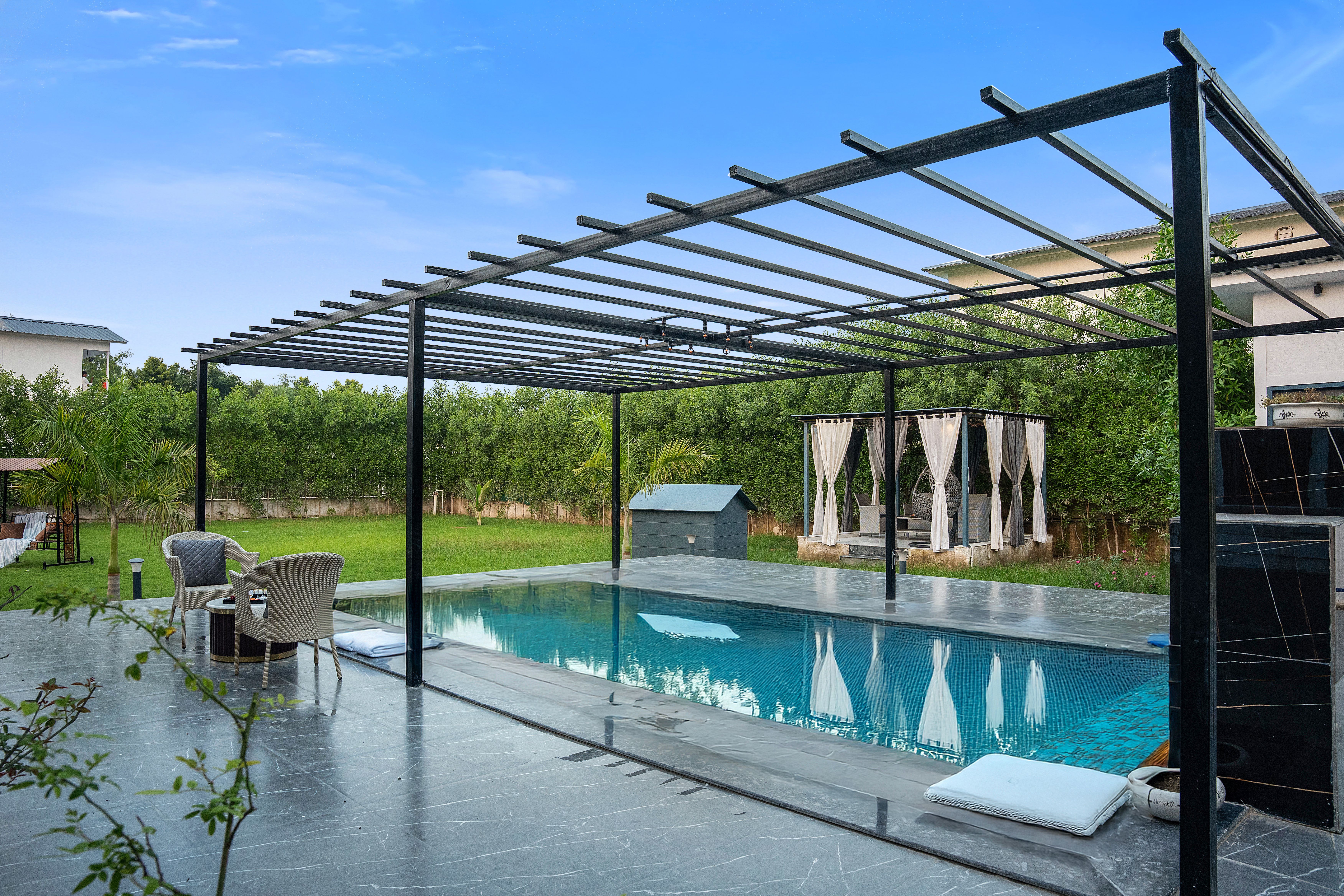 Nathaniel | Pet-friendly 3-BHK Farmhouse With Private Pool, Gazebo & Lush Garden