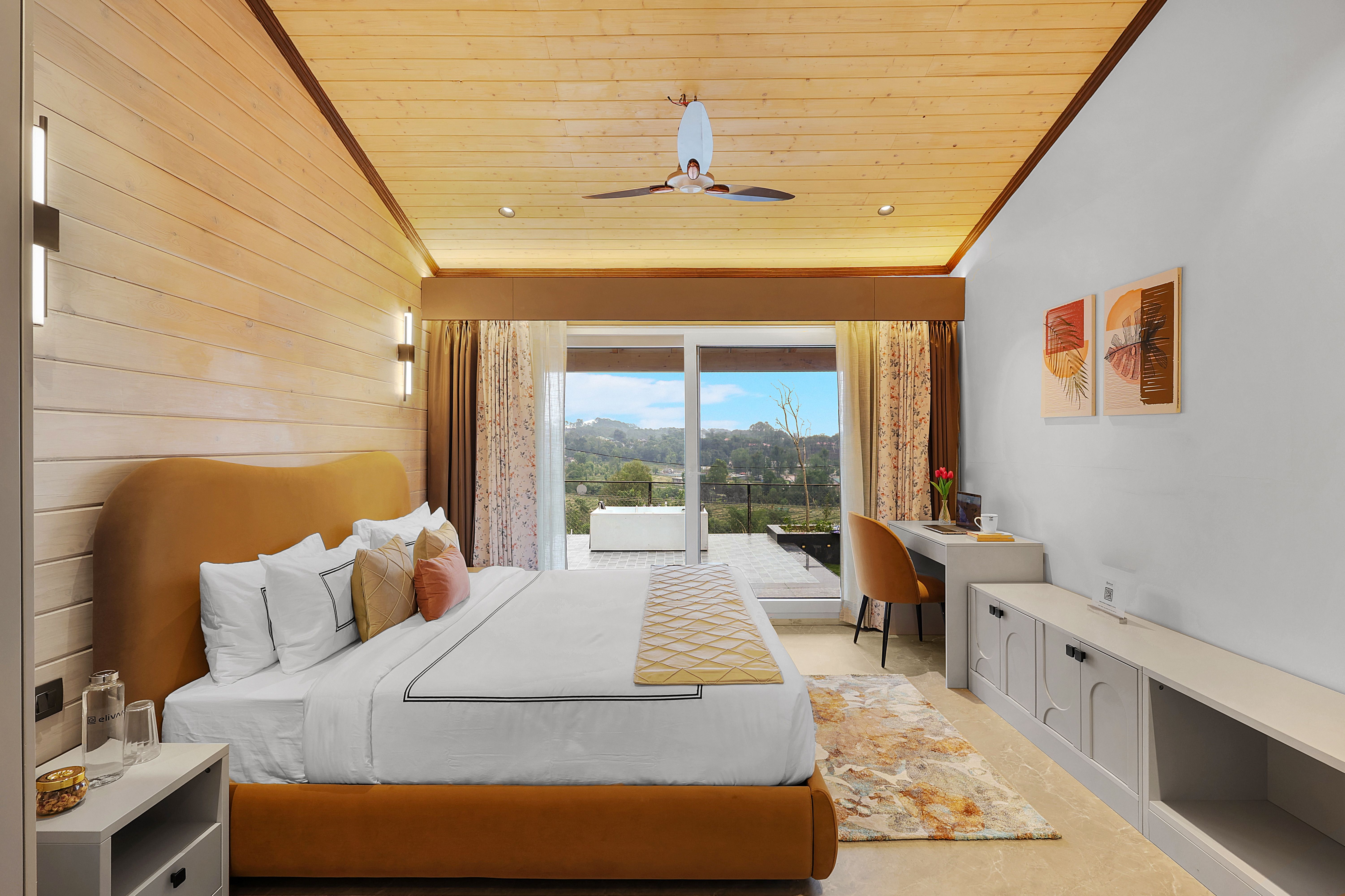 Esh Cottages Moss | Hilltop 2-BHK Retreat with Open-air Jacuzzi, Shared Garden, Pool & Cosy Lounge