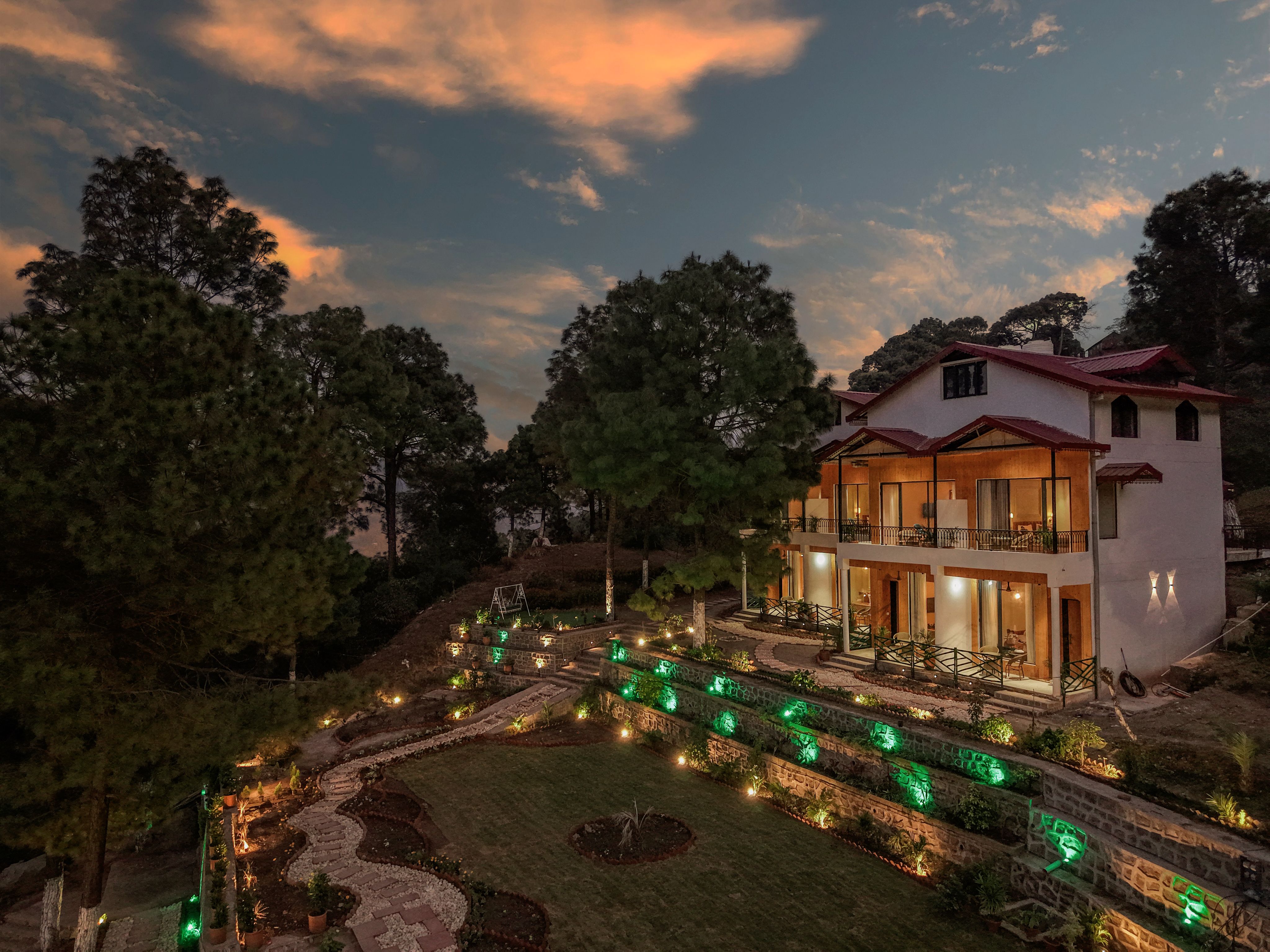 Pine View Resort | Pet-friendly Hilltop 1-Suite With Garden-Facing Balcony, Rooftop lounge, Restro & Game Zone