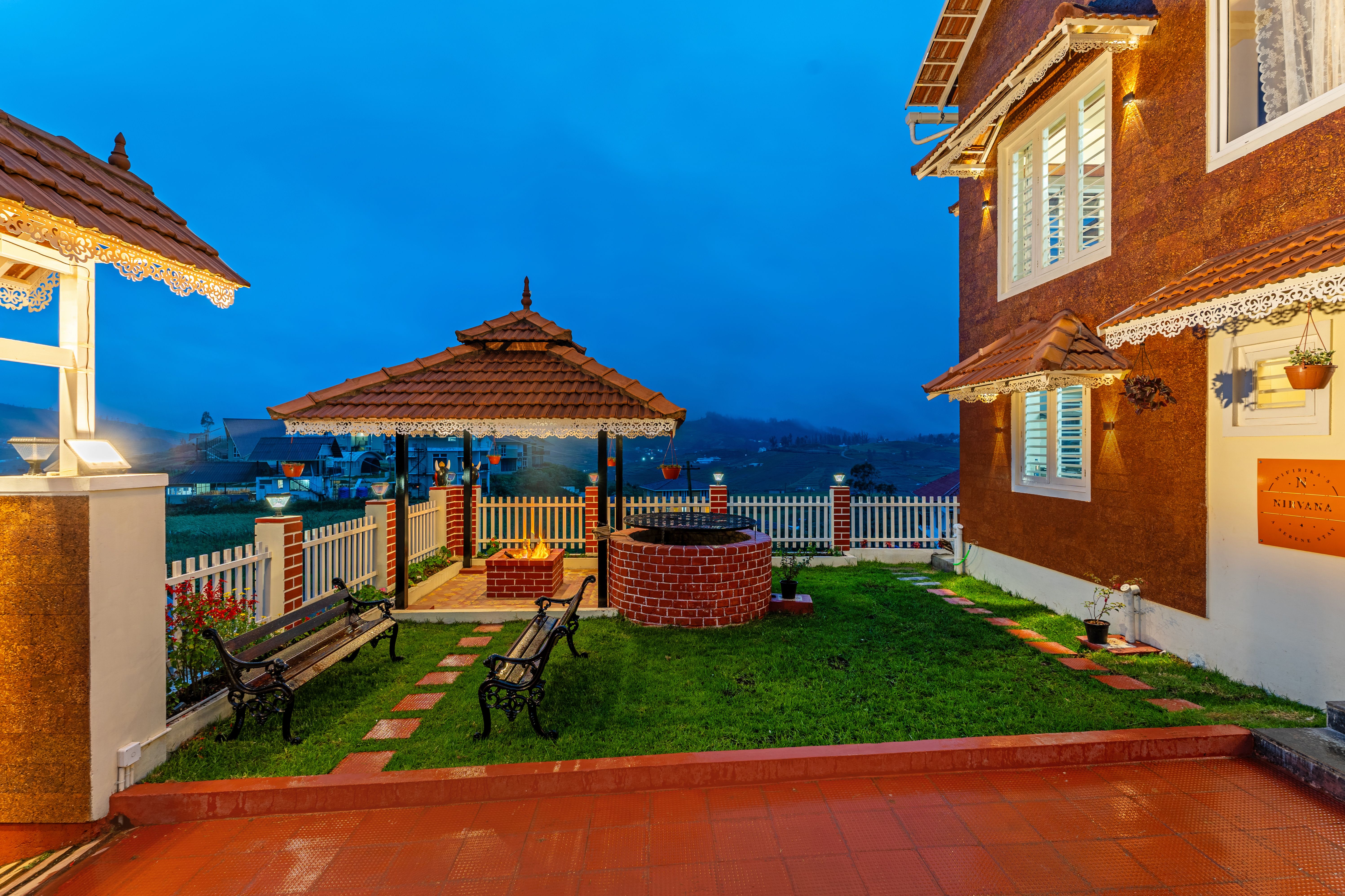 Mihirika’s Nirvana | 5-BHK With Garden, Gazebo, Bonfire Pit & Scenic Views; Near Karnataka Garden