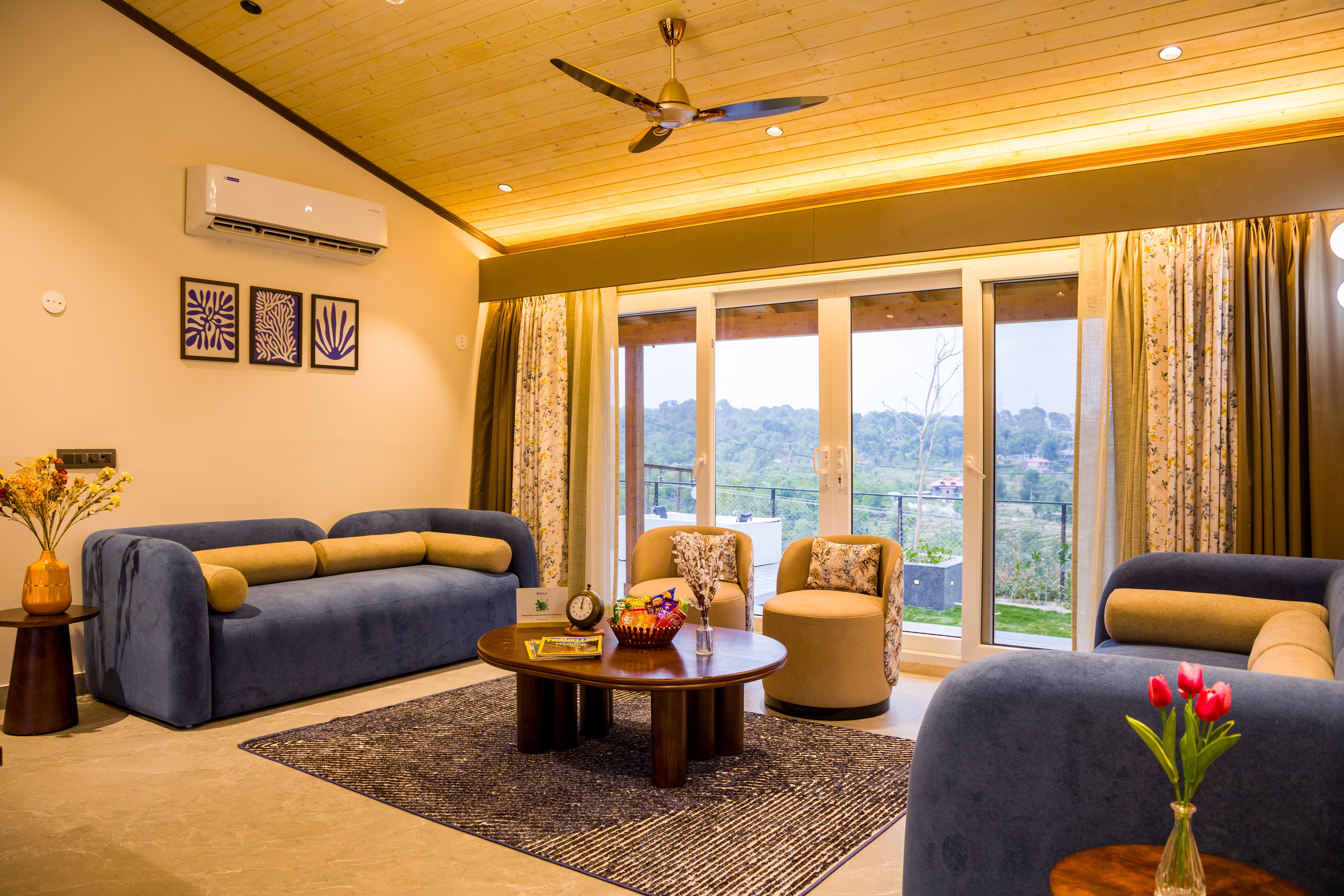 Esh Cottages Moss | Hilltop 2-BHK Retreat with Open-air Jacuzzi, Shared Garden, Pool & Cosy Lounge